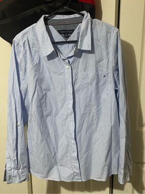 Tommy Hilfiger Light Blue Pinstripe Women’s Button-Down Shirt